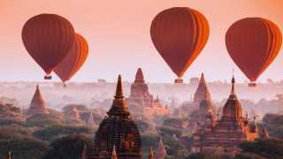 Red air balloons in Myanmar