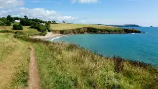 Porthcurnick beach in the Roseland Peninsula, Cornwall