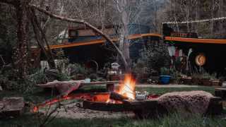 Self-catering accommodation: Cornish barge outdoor fire pit