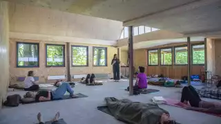 Yoga practice, Fforest Glow