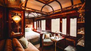 Double bedroom aboard the Belmond Venice Simplon-Orient-Express