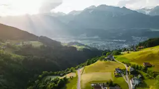 Aerial shot of the Austrian Alps