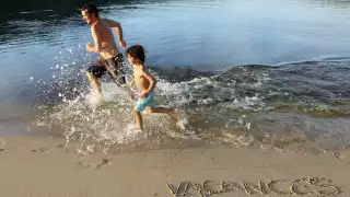 Fun splashing around in Vassiviere Lake