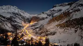 Val D'Isere lit up at night