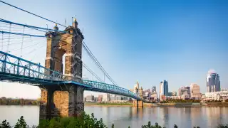 Roebling Bridge and Cincinnati Skyline