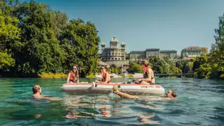 Enjoying the river in Bern