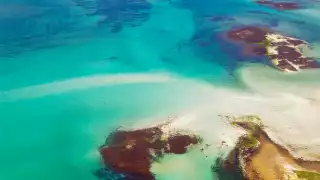 An arial view of some uninhabited islands near the Scilly Isles