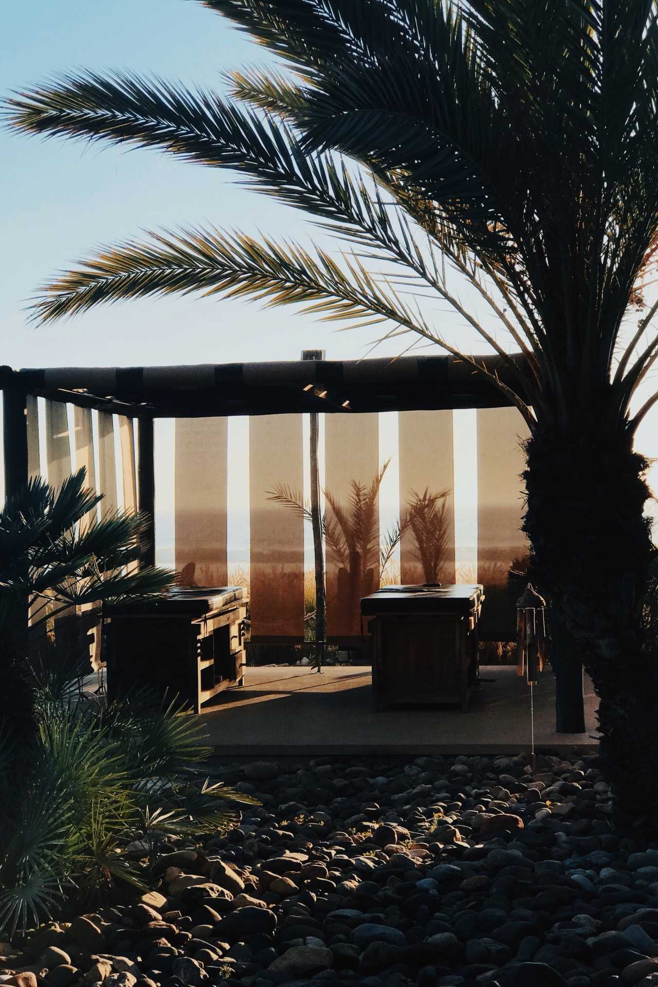 Open air massage area at Paradis Plage, Agadir