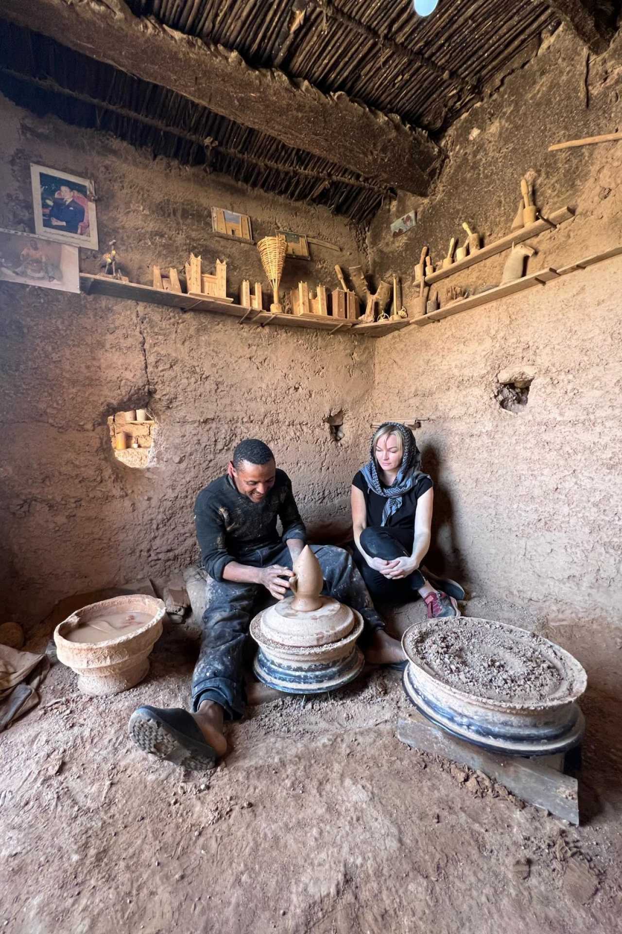 Throwing pots on the wheel