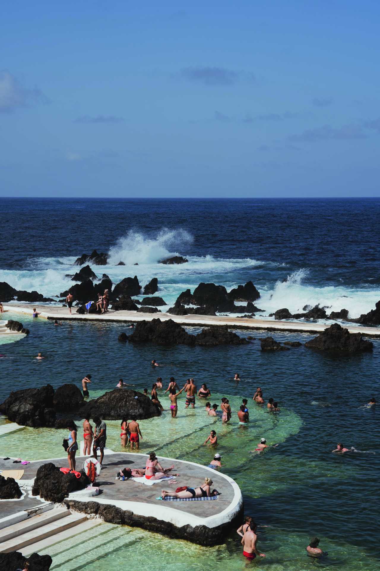 Swimming in volcanic rock pools