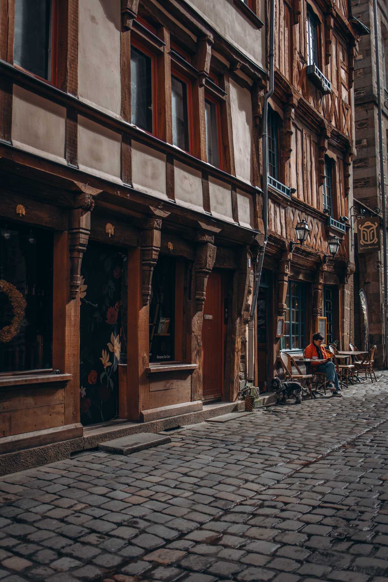 Half-timbered houses down Rues de Rennes