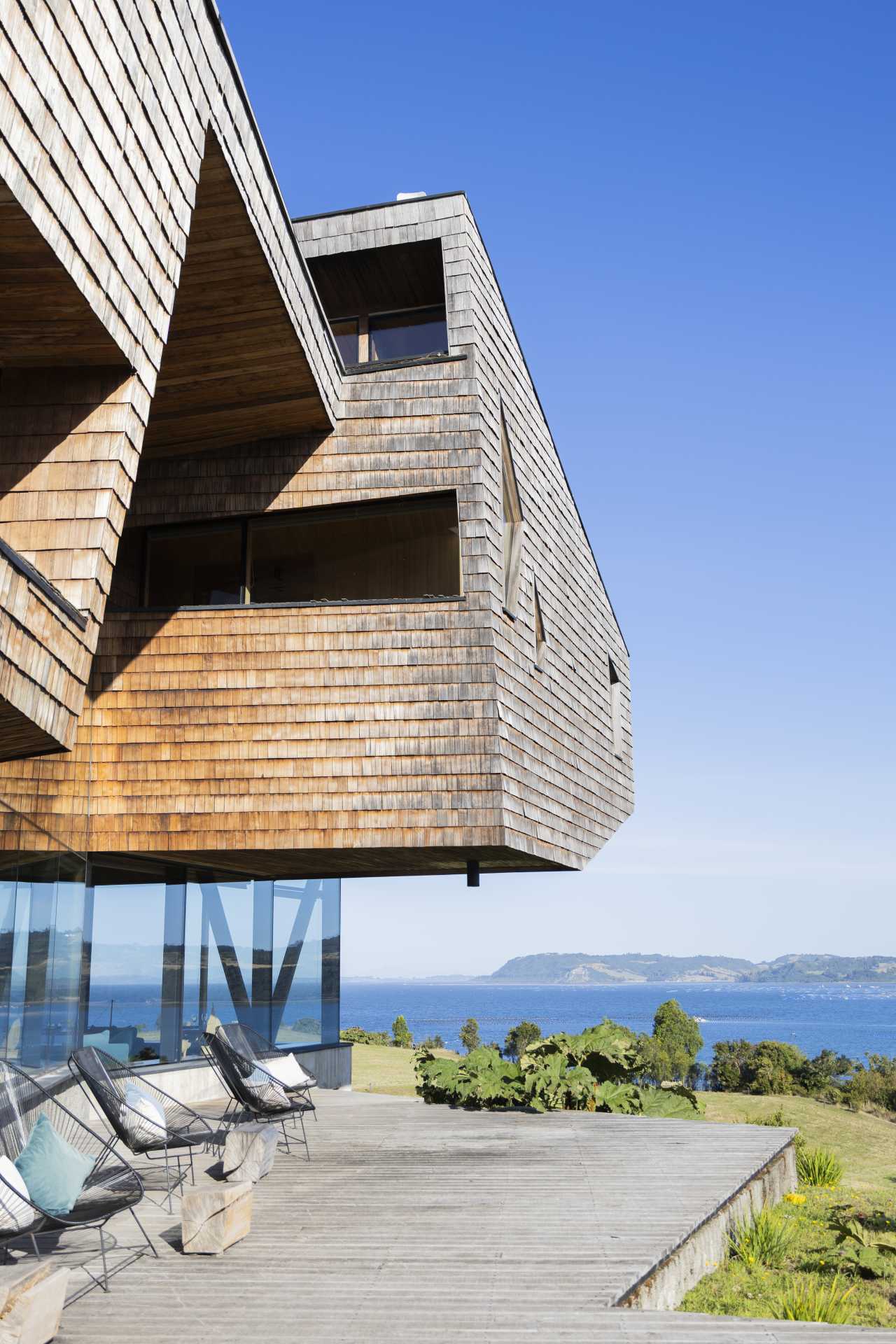 Rustic cedar shingles coalesce with modern design at the Refugio Chiloé hotel