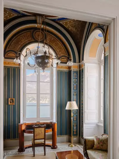 The view from a desk in a suite