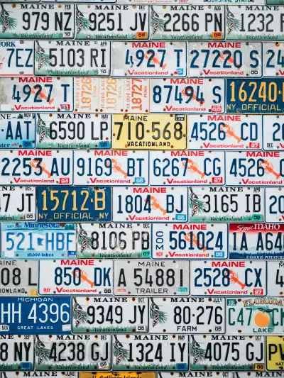 A collection of Maine&rsquo;s classic lobster licence plates, whose fees help fund research and conservation efforts supporting the state&rsquo;s lobster industry