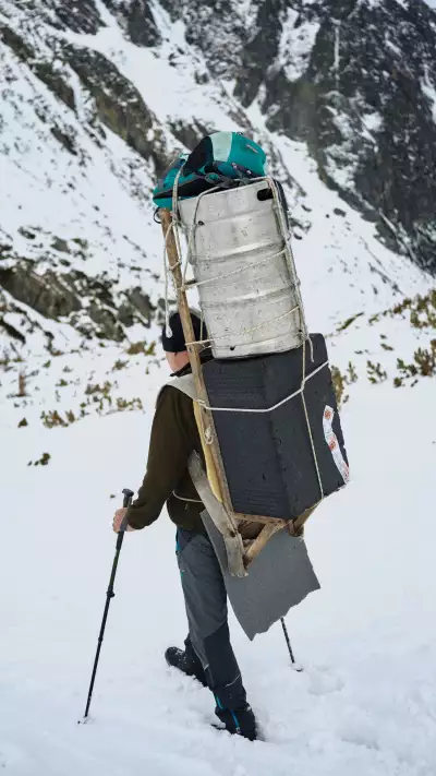 Hiking up the mountain with a beer keg in Slovakia