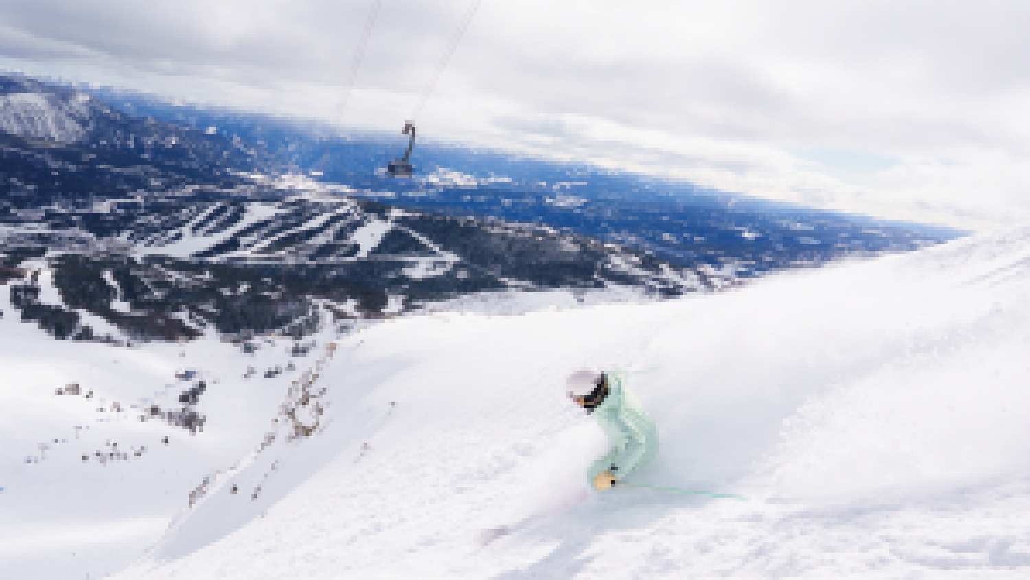 Slashing powder at Big Sky, Montana