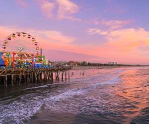 The Santa Monica Pier with ferris wheel
