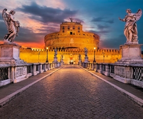 Italy, Rome, Sculptures of Guardian Angels on bridge