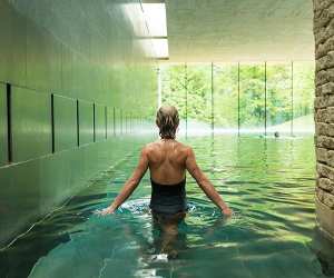 Indoor pool at Cowley Manor, near Cheltenham, Gloucestershire