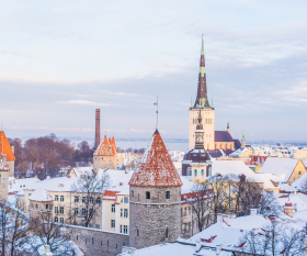Winter scene in Tallinn Estonia