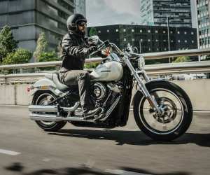 Man riding a Harley-Davidson