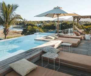 A rooftop pool at Veranda Resorts, Mauritius