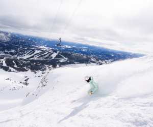 Slashing powder at Big Sky, Montana
