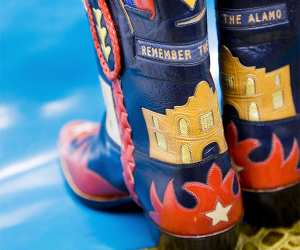 Remember the Alamo cowboy boots, Houston and San Antonio Texas, USA