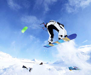 Kite boarder in swiss alps