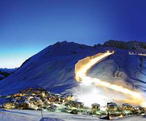 Innsbruck and the mountainside in the dark