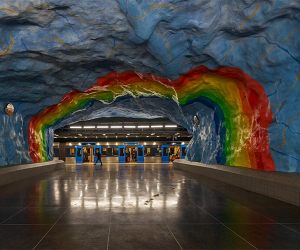 Rainbow at Stadion metro station, Stockholm