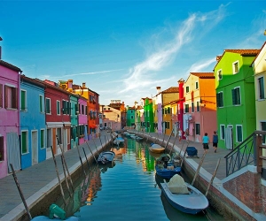 House in Burano on the Venitian lagoon, Italy