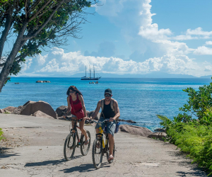 Cycling on the coast of Seychelles