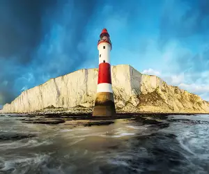 View of Beachy Head and Lighthouse from boat