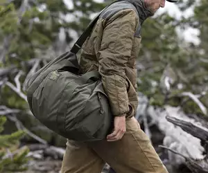 Filson ballistic nylon barrel pack and ultra-light jacket