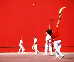 A game of Basque pelota being played in French Basque country