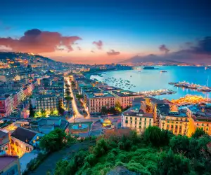 Naples, Italy | Naples' port at night