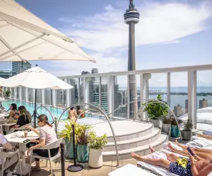 The rooftop pool at the Bisha hotel in Toronto