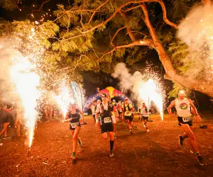 The starting line at the Beachcomber Trail ultramarathon in Mauritius