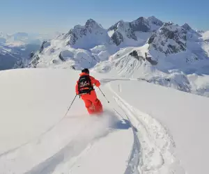 Off-piste powder in Lech, Austria